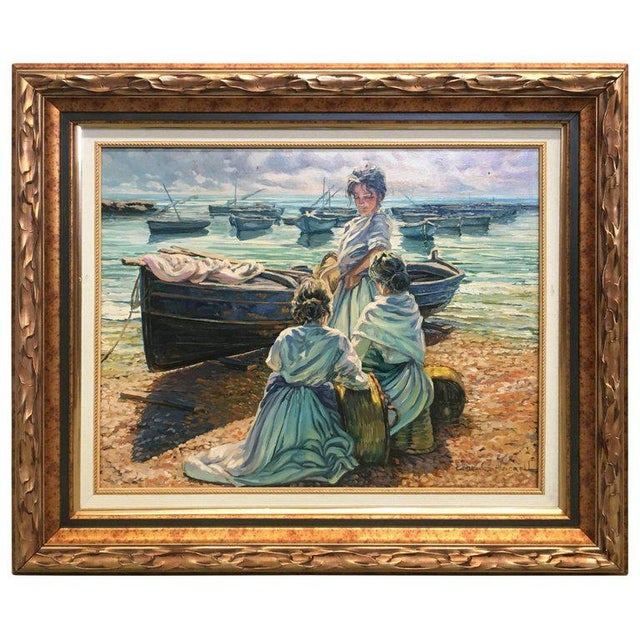 20th Scene of This Time, Sea, Spanish Oil on Canvas, Gonzalez Alacreu For Sale - Image 9 of 9