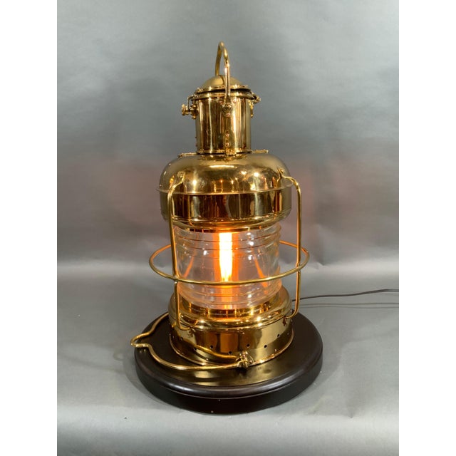 1958 Brass "Not Under Command" Ship's Anchor Lantern by Nippon Sento Co. LTD For Sale - Image 4 of 8