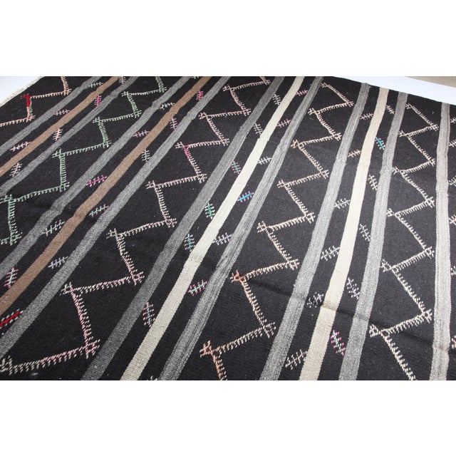 1970s Handwoven Vintage Floor Kilim Rug -11' 6'' X 7' 5'' Feet For Sale - Image 5 of 13