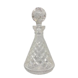 1950s Blown & Cut Crystal Liquor Decanter For Sale