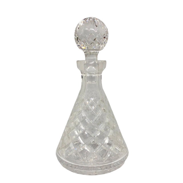 1950s Blown & Cut Crystal Liquor Decanter For Sale