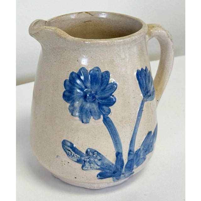 Antique McCoy Dandy Line Blue Daisy Design Stoneware For Sale - Image 4 of 13