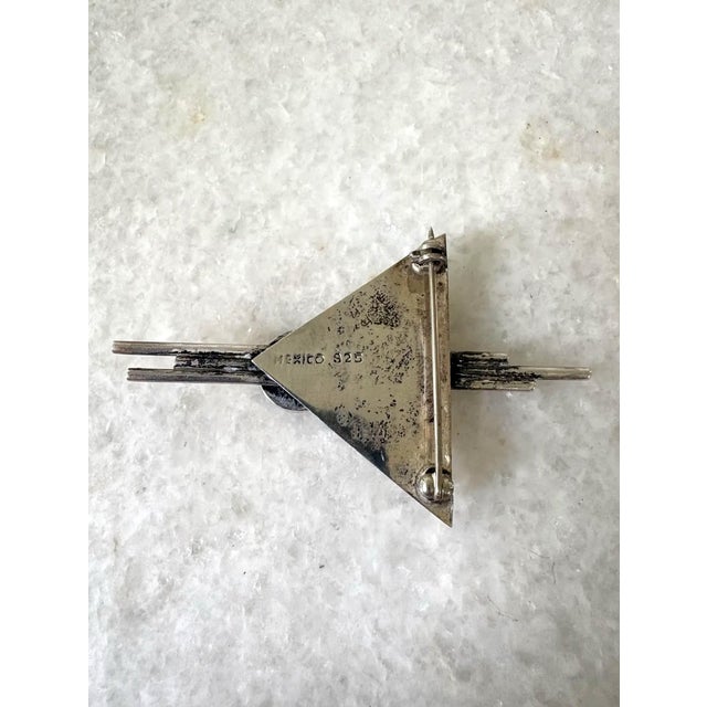 Art Deco Mid 20th Century Art Deco Sterling Silver and Onyx Brooch For Sale - Image 3 of 3