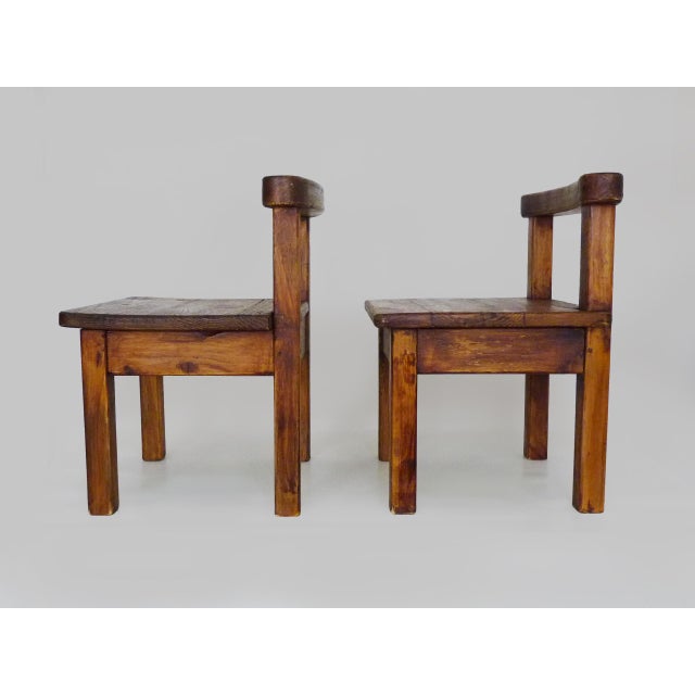 Brutalist Brutalist Chairs in Wood, 1960s, Set of 2 For Sale - Image 3 of 10