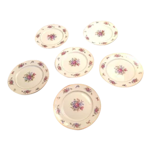1940s Rose of Lamburton China Dinner Plates- Set of 6