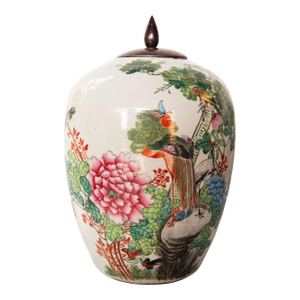 Early 20th Century Chinese Famille Rose Porcelain Lidded Jar in the Qing Style