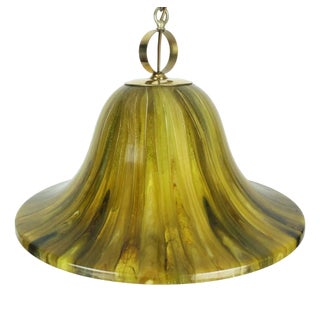 Vintage Pendant Lamp in Amber Color, Acrylic and Brass, 1970s For Sale