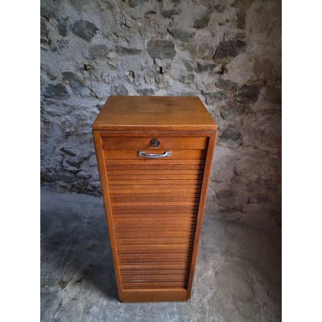 1960s Vintage Oak Roll Top Cabinet, France, 1960s For Sale - Image 5 of 18