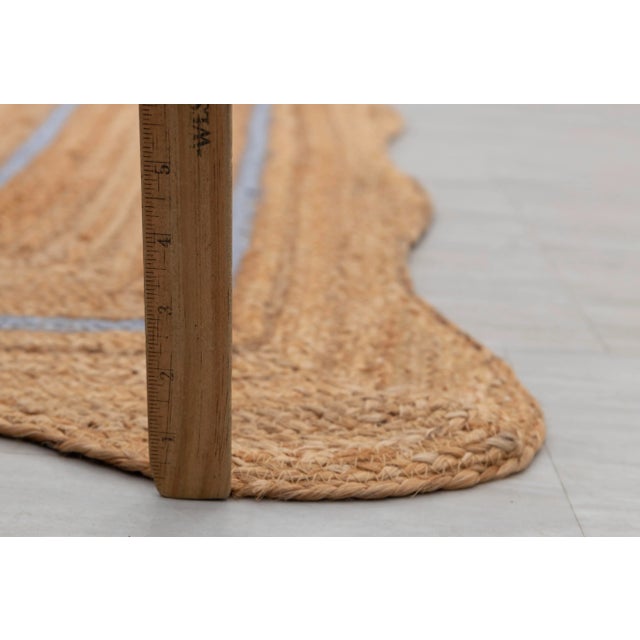 Classic Blue Natural Jute Wave Scallop Rug 12x15 Ft. For Sale - Image 11 of 12