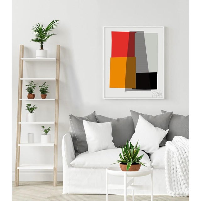 "Red and Caramel Collage" by Liz Roache (red, caramel, black) This Modern, Mid Century, Contemporary Fine Art Print was...