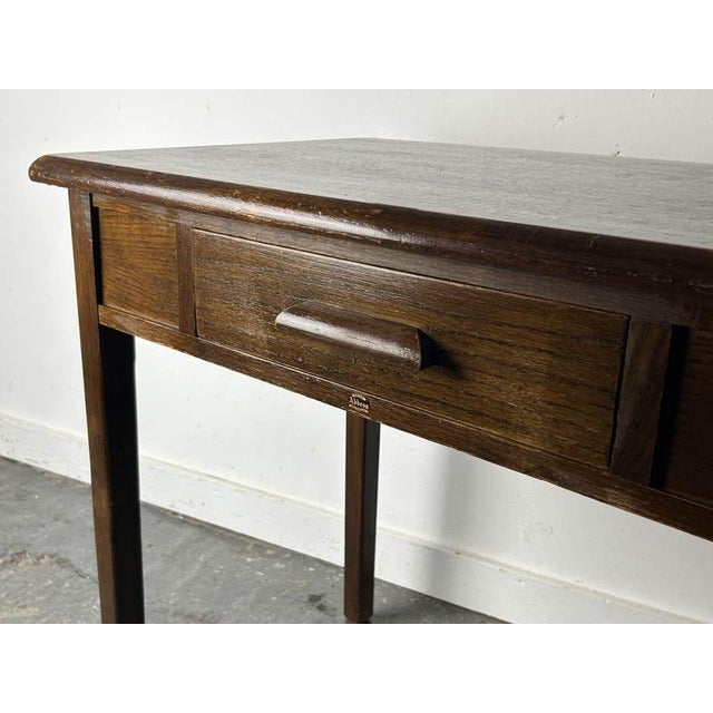 Mid-Century Vintage Abbess Oak Office Desk with Single Drawer, 1950s-60s For Sale - Image 11 of 12