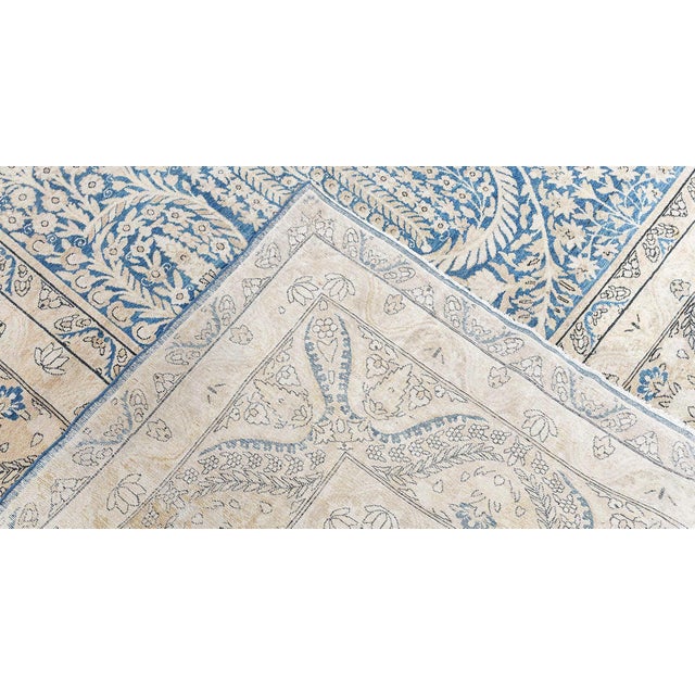 Fine Antique Persian Kirman Blue Handmade Wool Carpet For Sale In New York - Image 6 of 9