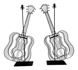 Mid 20th Century Fredrick Weinberg Style Guitar Lamps - a Pair