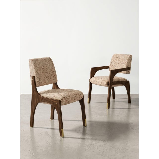 Arches II Dining Chair in Walnut and Chenille from Insidherland For Sale - Image 4 of 13