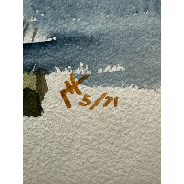 1970s Henry Emil Salloch Original Watercolor on Paper Coastal Wetlands, 1971. For Sale - Image 5 of 7