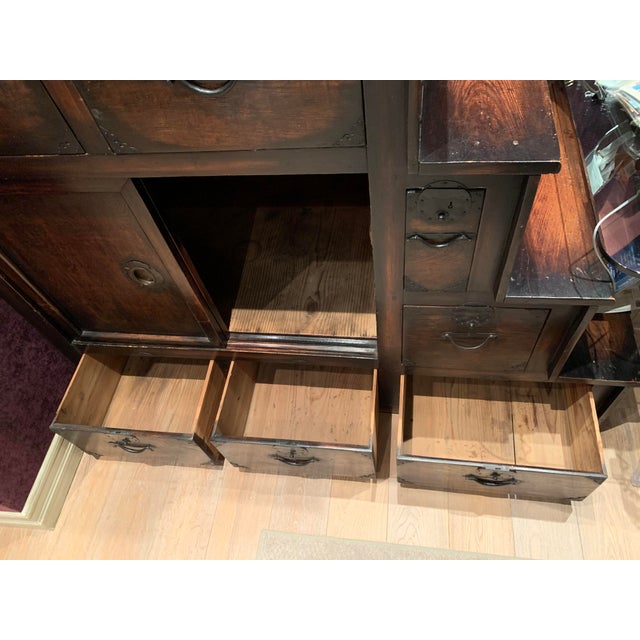 Black Early 20th Century Antique Japanese Step Tansu For Sale - Image 8 of 10