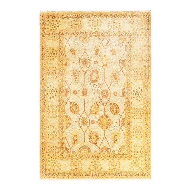 Ivory Mogul, One-of-a-Kind Hand-Knotted Area Rug in Ivory, 6' 2" x 9' 3" For Sale - Image 8 of 8