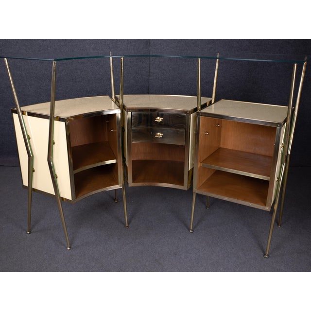 Curved Cocktail Bar in Cream Murano Glass and Brass from Justfurnituress For Sale - Image 9 of 10