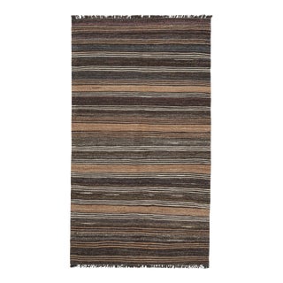 Vintage Persian Tribal Kilim in Brown and White Stripes by Rug & Kilim For Sale