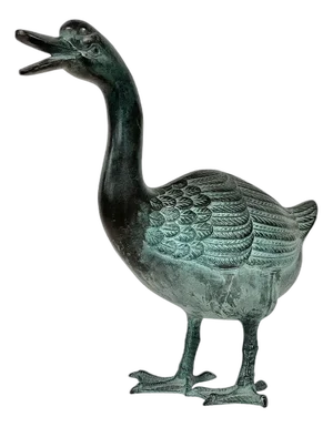Goose Sculpture, 1920s-1940s, Green-Patinated Bronze