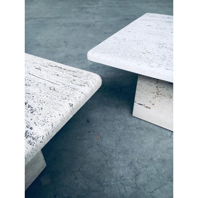 Italian Travertine Square Side End Table, 1970s, Set of 2 For Sale - Image 6 of 18