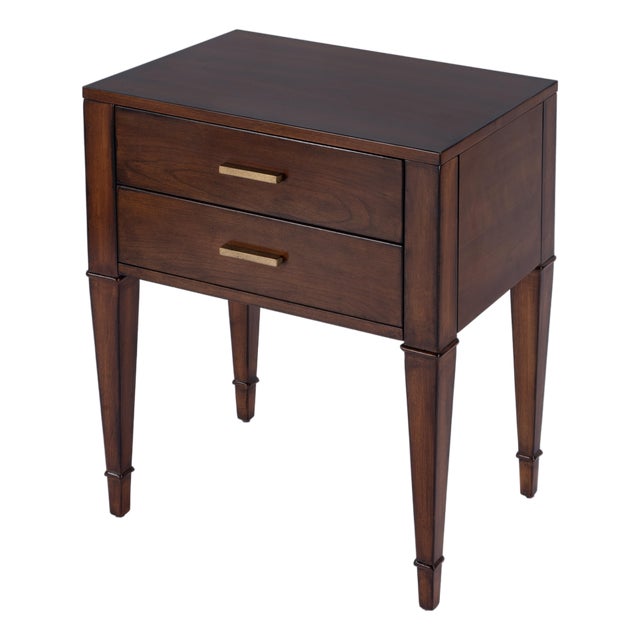 Kai 24 in. W Rectangular Wood 2 Drawer End Table, Antique Cherry For Sale