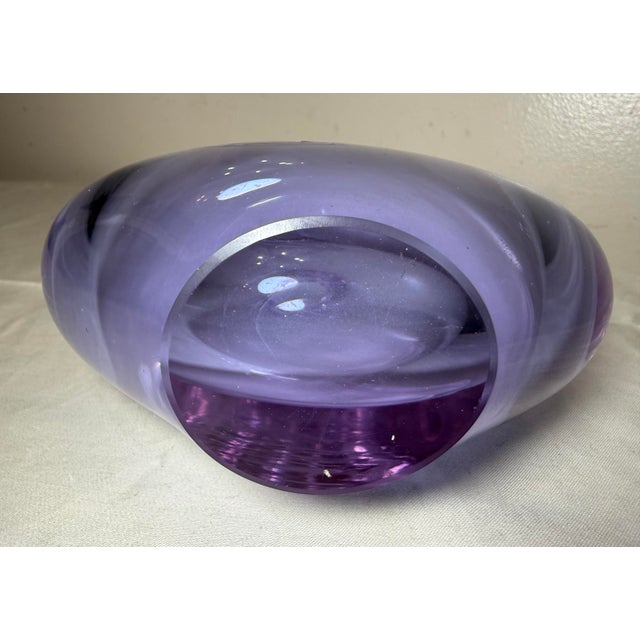 Vintage Hand Blown Miroslav Klinger Purple Glass Crystal Czech Art Glass Vase For Sale - Image 12 of 12