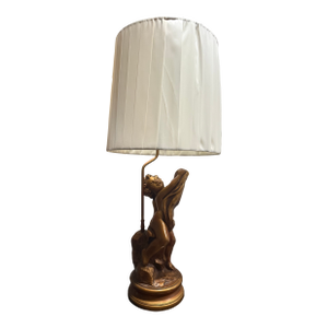 Vintage Figural Table Lamp With Draped Maiden Sculpture