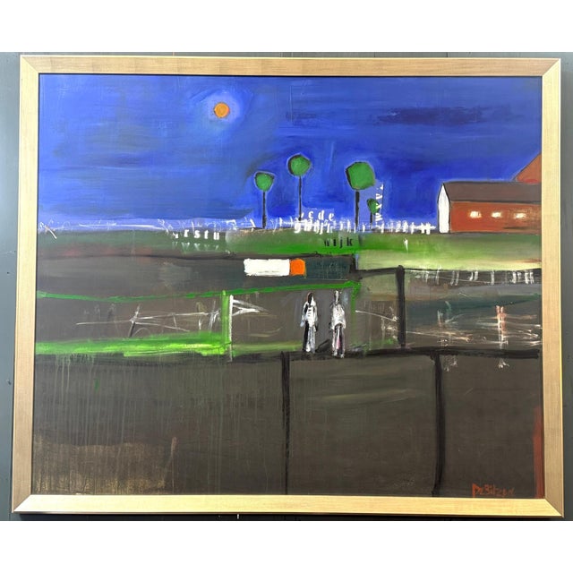 Modern William DeBilzan (American, b. 1956) “Evening Cityscape” Monumental Mixed-Media For Sale - Image 3 of 18