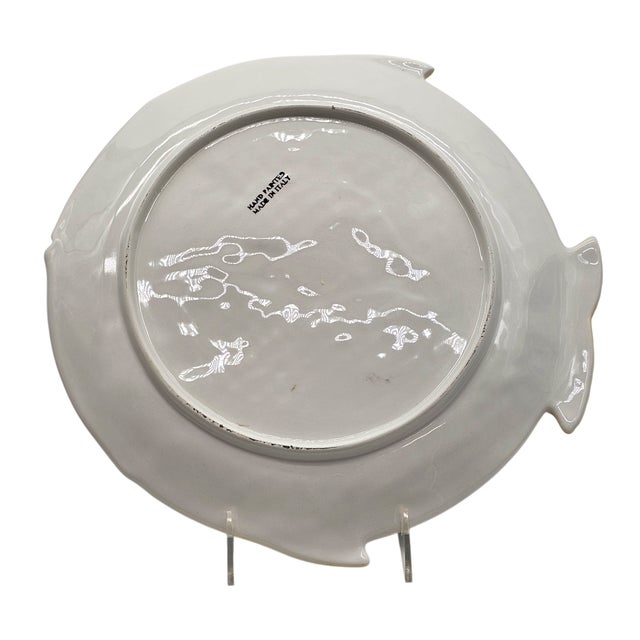 Italian Hand Painted Majolica Zanolli Italian Fish Plates & Platter Set of 6 For Sale - Image 3 of 16
