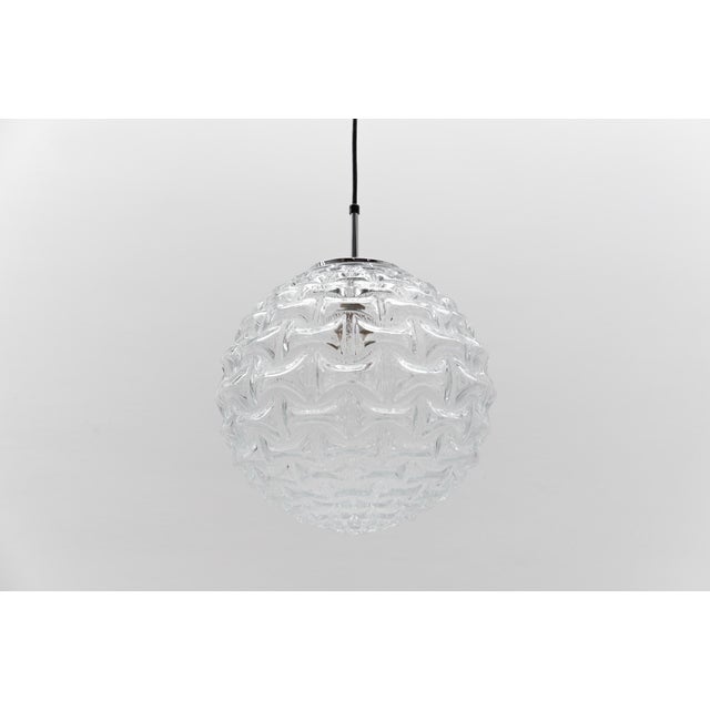 1960s Large Vintage German Ball Pendant Lamp in Clear Glass, 1960s For Sale - Image 5 of 6
