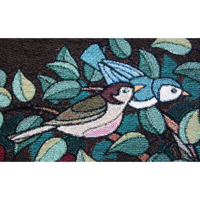 Textile Arts and Crafts Style "Tree of Birds" in Espresso Jacquard Woven Throw Blanket For Sale - Image 7 of 12
