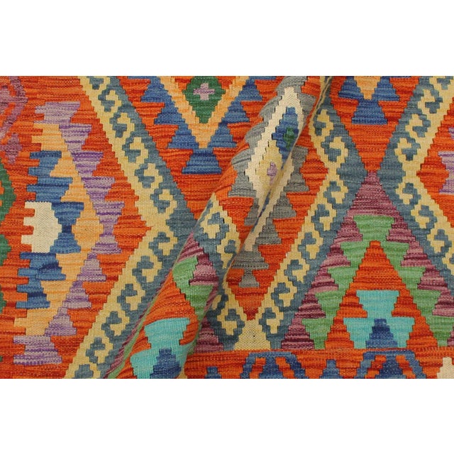 Bohemian Kilim Rust Blue Wool Rug - 3'5" X 4'11" For Sale In New York - Image 6 of 7