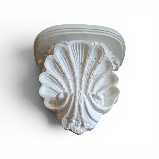 Mid 20th Century Vintage Neoclassical Revival Rocaille Shell Plaster Wall Bracket Shelf For Sale - Image 5 of 13