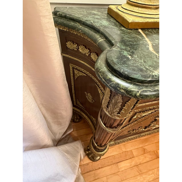Early 20th Century Rare Neoclassical Ornate Italian Marble Gilded Buffet For Sale - Image 10 of 12