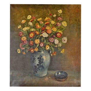 Still Life with Flowers, Oil Painting on Canvas, Framed For Sale