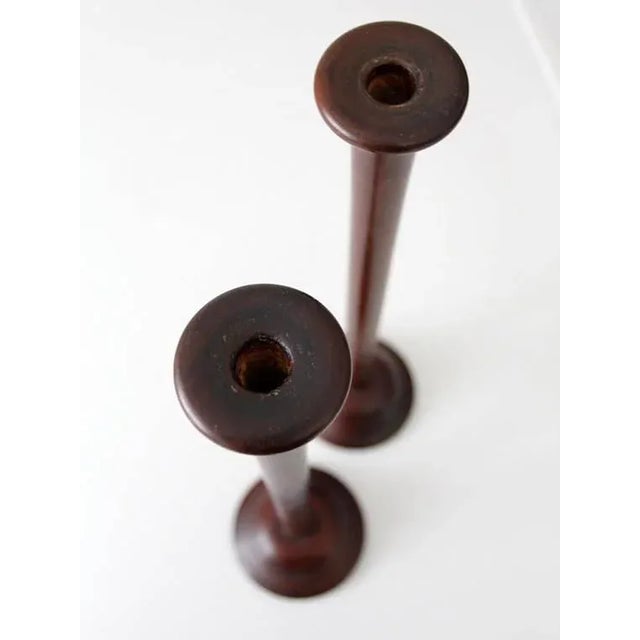 Mid 20th Century Vintage Wooden Candleholders For Sale - Image 5 of 7