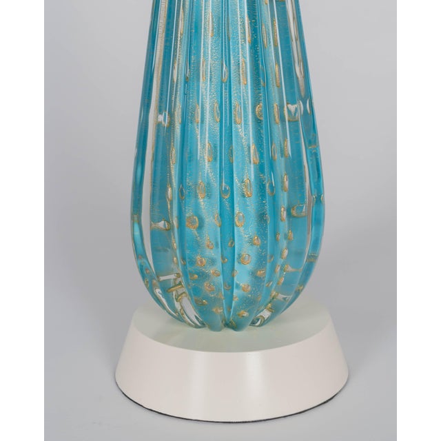 Murano Glass Mid Century Blue Barbini Lamp For Sale - Image 10 of 11