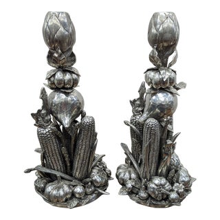 Pair Cipolla for Neiman Marcus Veggie Candle Sticks For Sale