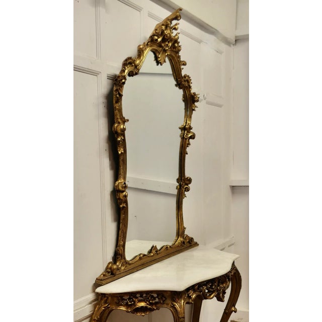 Italian Marble Top Console Table and Mirror Set, 1890s, Set of 2 For Sale - Image 10 of 13