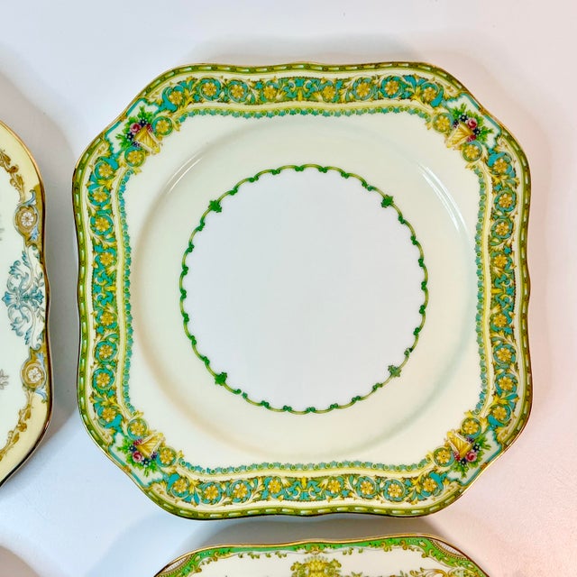 1950s Vintage Boho Chic Japanese Eclectic Victorian China Luncheon Plates - Set of 4, Meito China For Sale - Image 6 of 11