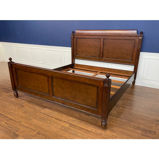 Wood Louis XVI King Size Bed by Leighton Hall - Showroom Sample For Sale - Image 7 of 7
