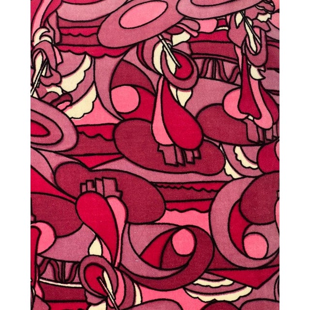 Textile Vintage Pink Psychedelic Velvet Pillow in the Style of Pucci For Sale - Image 7 of 12