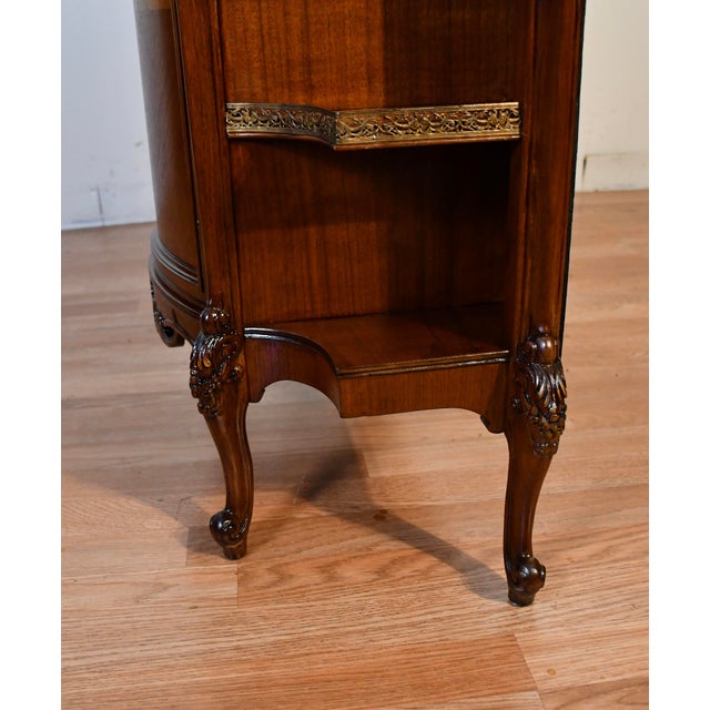 1920s Antique French Louis XV Walnut & Satinwood Inlay Cabinet Entry Hall Stand For Sale - Image 10 of 18