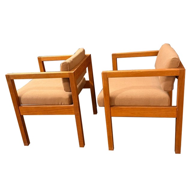Pair of 1970s Upholstered Oak Accent Chairs For Sale - Image 4 of 7