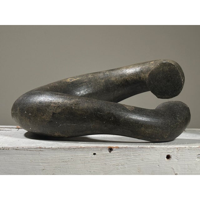 Vintage Hand Carved Minimalist Sandstone Sculpture. Hand carved minimalist oval shaped stone sculpture. The shape is very...