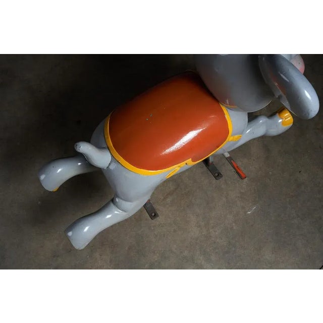 Gray Vintage Carved Wood Elephant Carousel Figure by Bernard Kindt, 1960s For Sale - Image 8 of 10