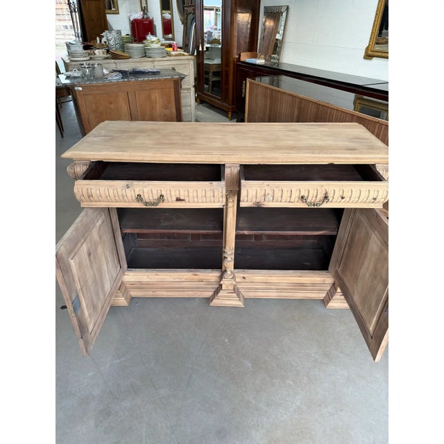 19th Century French Country Solid Walnut Bleached Sideboard / Buffet. For Sale - Image 11 of 12