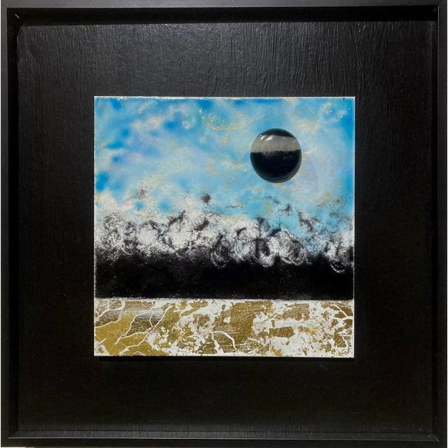 "Black Moon" Contemporary Abstract Painting, Framed For Sale