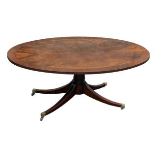 Late 20th Century Flame Mahogany Banded Regency Coffee Table For Sale